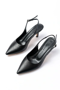 ST-1152 Siyah Günlük 7 cm Topuklu Kadın Ayakkabı