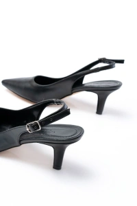 ST-1152 Siyah Günlük 7 cm Topuklu Kadın Ayakkabı