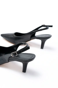 ST-1152 Siyah Günlük 7 cm Topuklu Kadın Ayakkabı