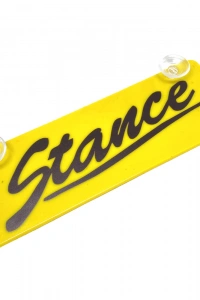 Stance Yazılı Sarı Dekor Plaka Vantuzlu Cam Süsü 22x7.5cm