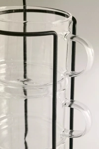 Standlı Borosilikat 4lü Fincan Seti