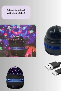 Star Master Galaxy Projektör – 360° Dönebilen Gece Lambası, Dekoratif Ambiyans Işığı