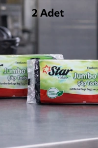 Star Plus Endüstriyel Jumbo Boy Çöp Torbası 80x110 cm 10 Adet Dayanıklı Sanayi Tipi Çöp Poşeti 2 Adet