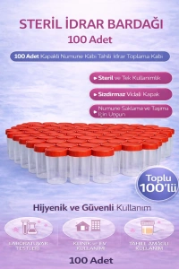 Steril İdrar Kabı Kapasiteli Numune Toplama Kabı 100 Adet
