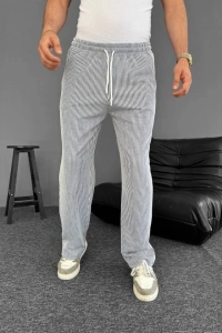 Su Yolu Çizgili Cepli Pantalon - Gri