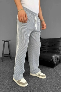 Su Yolu Çizgili Cepli Pantalon - Gri