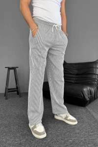 Su Yolu Çizgili Cepli Pantalon - Gri