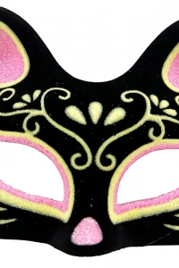 Süet Pembe Sarı Kedi Maskesi