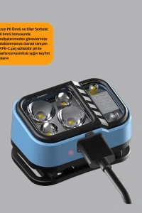 Süper Parlak LED Kafa Feneri 3 Renk 53 Mod Type C Şarjlı