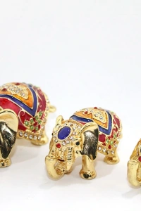 Swarovski Taşlı 3lü Fil Figürü Model 3