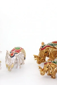 Swarovski Taşlı 3lü Fil Figürü Model 4