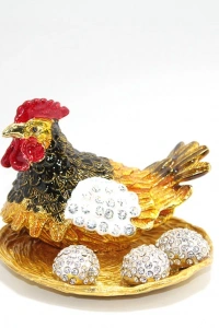 Swarovski Taşlı Yumurtalı Tekli Tavuk Model 1