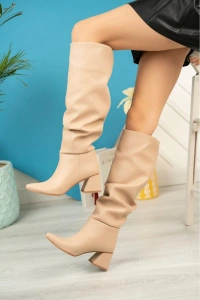 SYT-2002 Nut Körüklü Kalın Topuklu Günlük Bayan Çizme