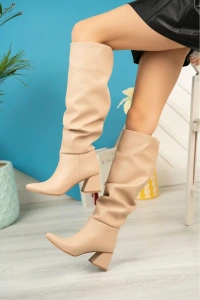 SYT-2002 Nut Körüklü Kalın Topuklu Günlük Bayan Çizme