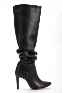 SYT-2003  Siyah Körüklü İnce Topuklu Günlük Bayan Çizme