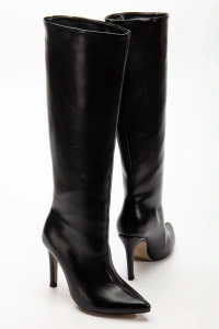 SYT-2004 Siyah Kırışık Rugan Günlük Bayan Çizme