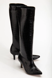 SYT-2025 Siyah  Kroko Günlük Kadın Çizme