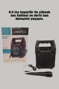 Taşınabilir 6.5” Bluetooth Hoparlör USB TF Kart Mikrofonlu Şarjlı Sistem