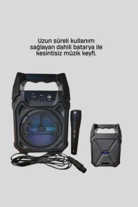 Taşınabilir 6.5” Bluetooth Hoparlör USB TF Kart Mikrofonlu Şarjlı Sistem