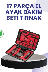 Taşınabilir Deri Kutulu 17 Parça Manikür Seti