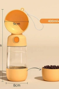 Taşınabilir Evcil Hayvan Mama Hazneli Su Matarası