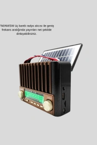 Taşınabilir Hoparlör Güneş Panelli Bluetooth USB SD FM AM SW Radyo