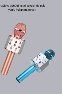 Taşınabilir Karaoke Mikrofon – Bluetooth, USB ve AUX Girişli