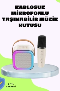 Taşınabilir Karaoke Mikrofon Seti Bluetooth Hoparlörlü