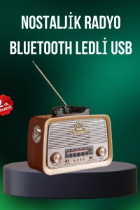 Taşınabilir Nostalji Radyo Bluetooth USB AUX Girişli