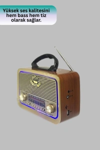 Taşınabilir Nostalji Radyo Bluetooth USB AUX Girişli