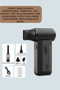 Taşınabilir Şarjlı Güçlü Hava Üfleme Aleti Çok Yönlü Kullanım