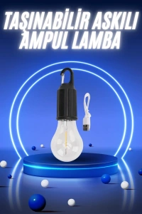 Taşınabilir Şarjlı Led Ampul Askılı Lamba Kamp Bahçe Lambası