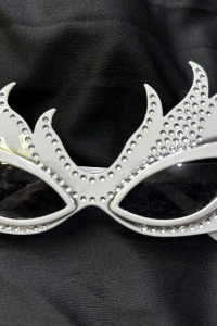 Taşlı Beyaz Alev Parti Gözlüğü