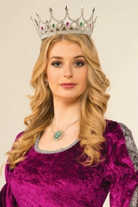 Taşlı Rönesans Kraliyet Gümüş Renk Kraliçe Tacı