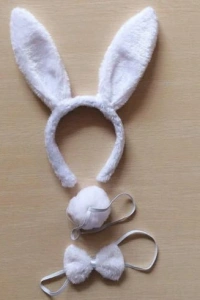 Tavşan Kostüm Seti Taç Papyon Kuyruk Beyaz Renk