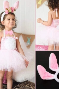 Tavşan Kostüm Seti Taç Papyon Kuyruk Pembe Renk