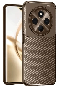 Tecno Spark 30C Kılıf Auto Focus Karbon Kapak - Kahverengi
