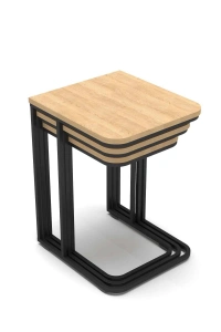 Tekerlekli 3lü Zigon Sehpa