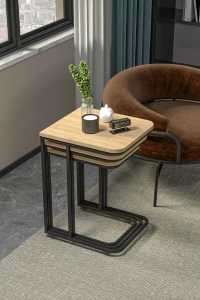 Tekerlekli 3lü Zigon Sehpa