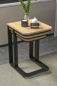 Tekerlekli 3lü Zigon Sehpa