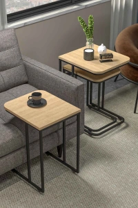 Tekerlekli 3lü Zigon Sehpa