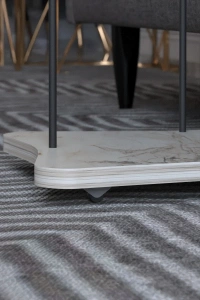 Yan Sehpa Tekerlekli Servis Sehpası HND Krem