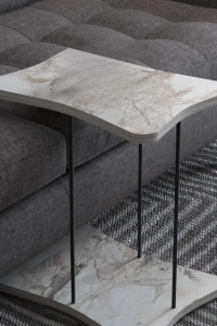 Yan Sehpa Tekerlekli Servis Sehpası HND Krem