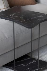 Yan Sehpa Tekerlekli Servis Sehpası HND Krem