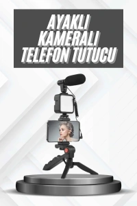 Telefon Tutucu Mikrofonlu Işıklı Youtuber Video Kayıt