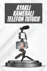 Telefon Tutucu Mikrofonlu Işıklı Youtuber Video Kayıt