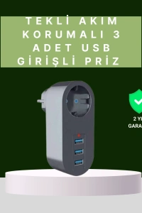 Termal Akım Korumalı 3 USBli Güvenli Priz – Akıllı Akım Dengeleme
