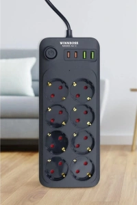 Termal Akım Korumalı 8 Prizli Uzatma Kablosu