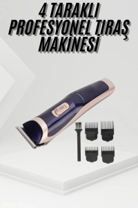 Tıraş Makinesi 4 Başlıklı Paslanmaz Çelik Bıçaklı Tüm Saç Tiplerine Uygun