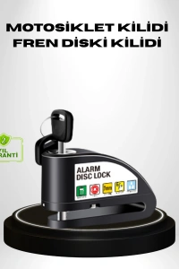 Titreşim Sensörlü Alarmlı Motosiklet Disk Kilidi 14mm Çelik Çift Kilitleme